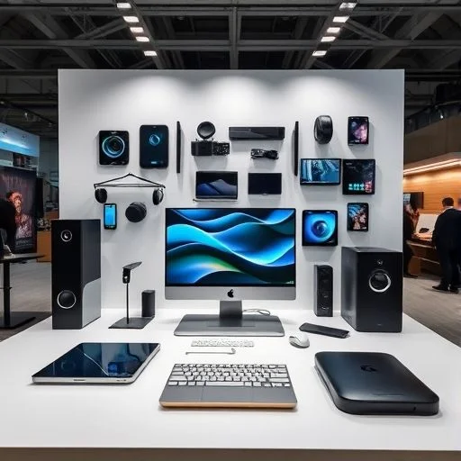 A stylized representation of a futuristic, minimalist smart home or office environment, viewed through a subtly distorted, wide-angle lens, creating a sense of immersion. Focus on geometric furniture, clean lines, and integrated ambient lighting in soft blues and purples. In the foreground, a translucent, interactive holographic interface hovers, displaying abstract data visualizations and glowing controls. The overall mood is calm, sophisticated, and technologically advanced. No people or animals. Style: Architectural visualization, futuristic interior design, ambient light, clean tech aesthetic.